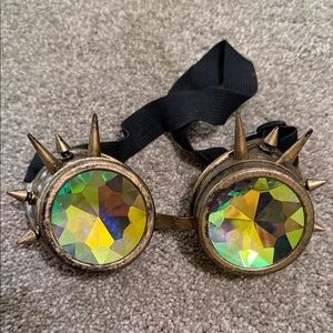 Bronze Steampunk Spiked Kaleidoscope Goggles Glasses Costume Accessory